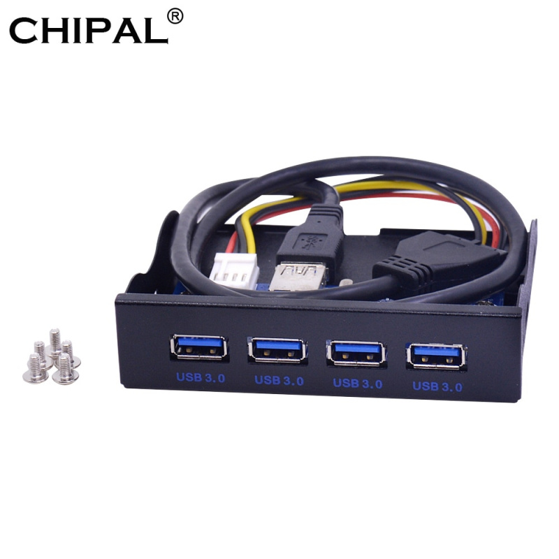 CHIPAL 19+1 20Pin 4 端口 USB 3.0 前面板組合支架 USB3.0 集線器適配器適用於 PC 台式機 3.5  FDD 軟盤驅動器托架