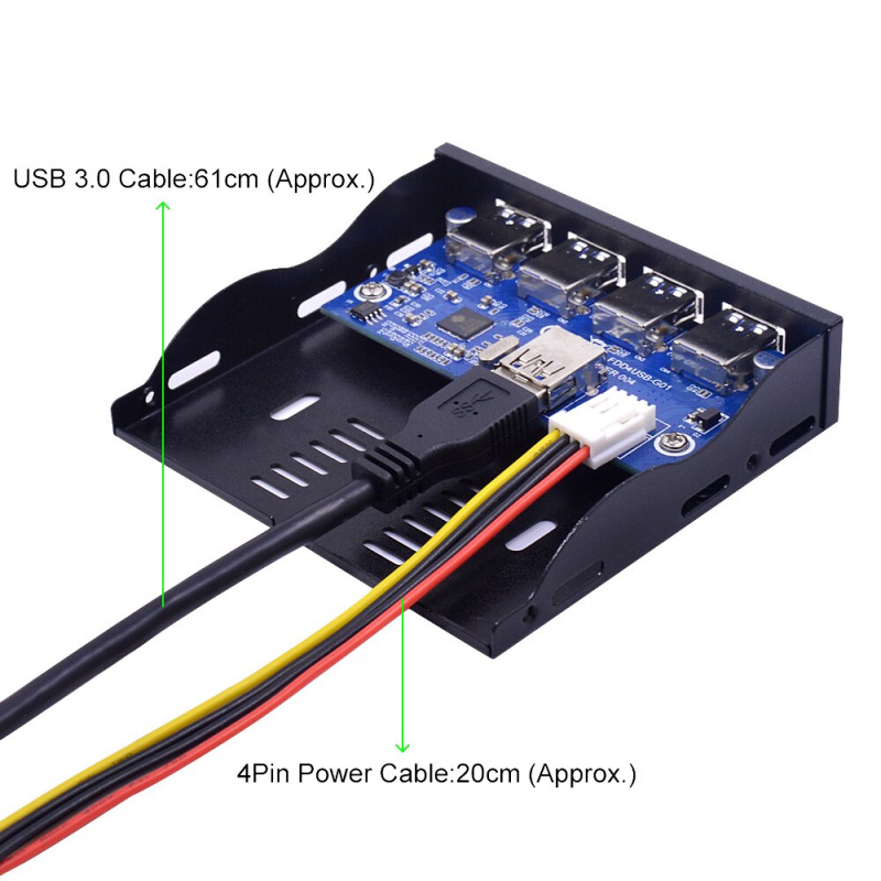 CHIPAL 19+1 20Pin 4 端口 USB 3.0 前面板組合支架 USB3.0 集線器適配器適用於 PC 台式機 3.5  FDD 軟盤驅動器托架