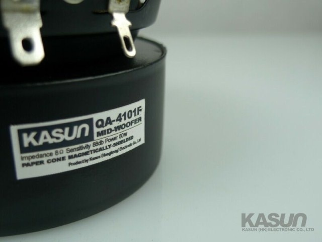 1 件 Kasun QA-4101F 4 英寸 HiFi DIY 家庭音響中音揚聲器驅動單元 PP 錐形磁屏蔽 8ohm 80W 圓形