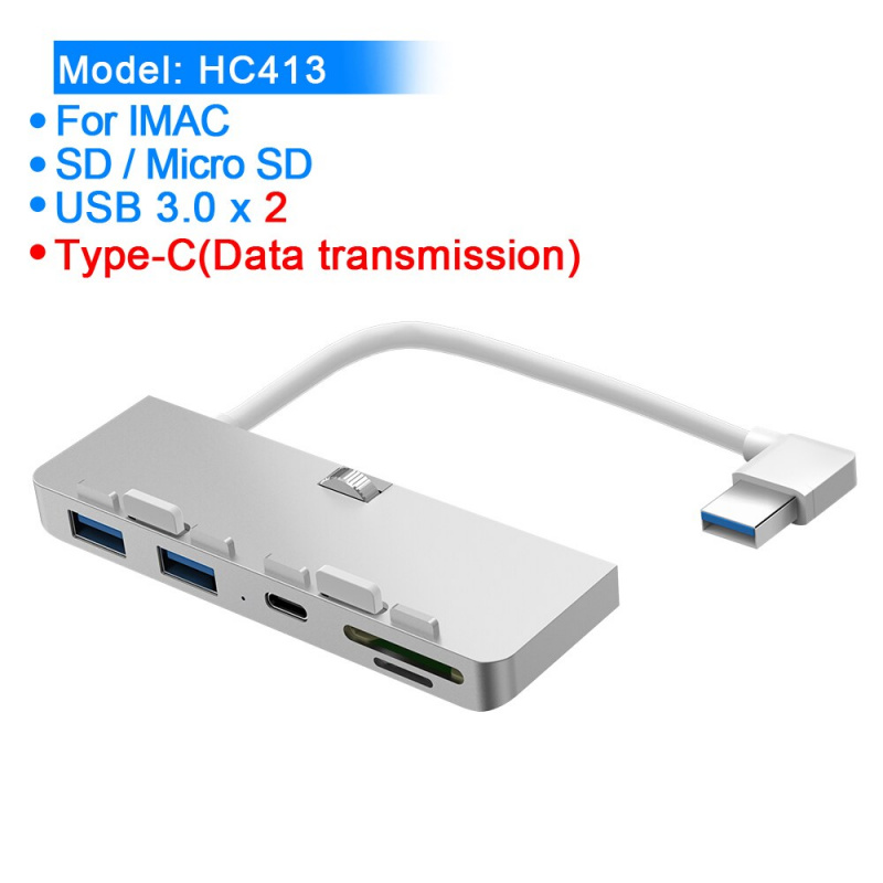 AJIUYU USB 3.0 Hub 適用於 iMac 21.5 27 PRO Dock 3 端口適配器分離器帶 TF SD 讀卡器超薄一體機電腦鋁合金
