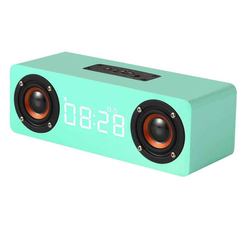 M5C木質藍牙無線音箱便攜式LED時間顯示鬧鍾立體聲音箱音箱桌面低音炮TF AUX FM