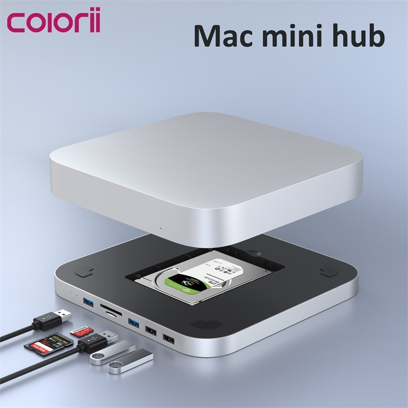 Colorii MC25 Silver 2020 Silver M1 Mac Mini Hub SSD硬盤驅動器外殼擴展塢帶讀卡器