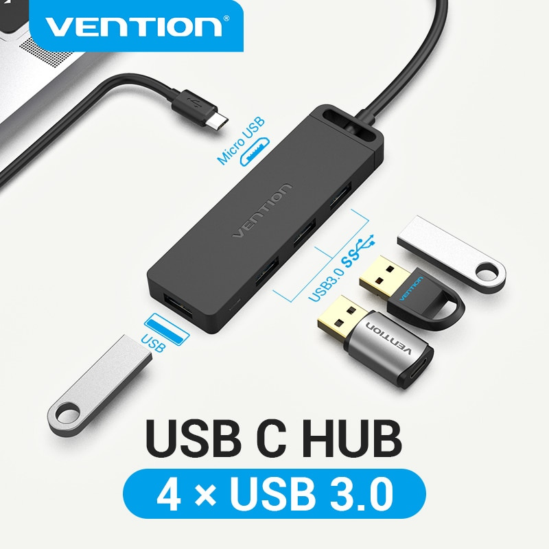 Vention USB C HUB 4 端口 USB C 型轉 USB 3.0 多 HUB 分配器適用於小米 MacBook Pro Air 電腦配件 C 型 HUB