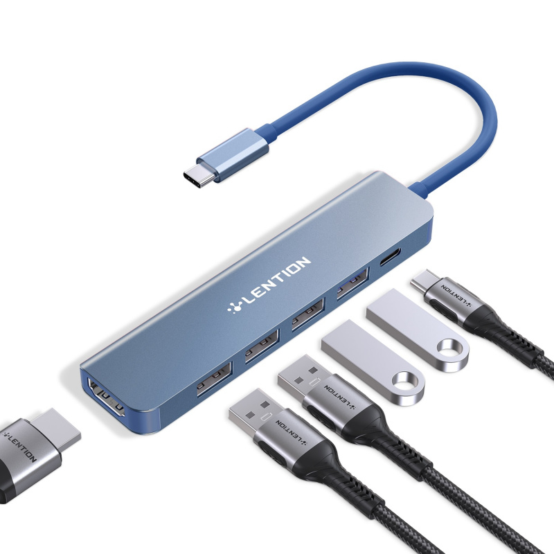 Lention USB C 集線器多端口適配器，帶 4K HDMI，適用於 MacBook Pro、新款 Mac Air Surface Chromebook 6 合 1 USB C 擴展驅動程序 3