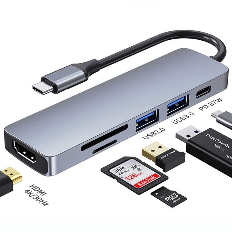USB C 集線器適配器 USB C 轉 USB 3.0 HDMI 兼容基座適用於 MacBook Air Pro 華為電腦配件 USB 3.0 Type C 分離器