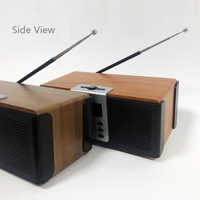 2022新款復古HIFI立體聲木質藍牙音箱帶LED顯示屏便攜家庭影院低音炮無線FM收音機音箱