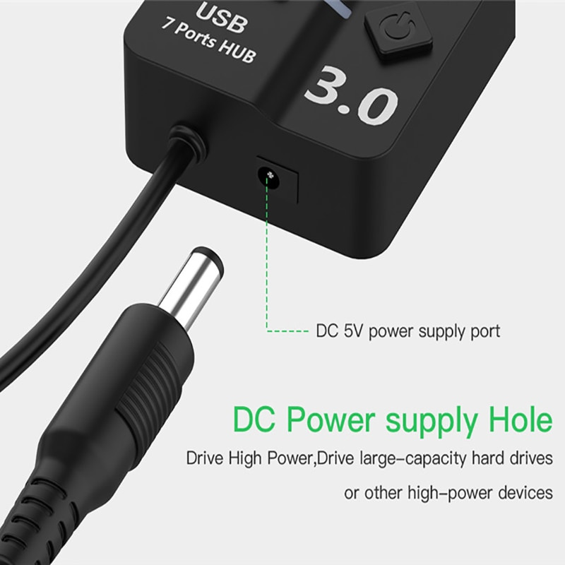 High Speed USB 3.0 HUB 4   7 Port USB3.0 Hub Splitter On Off Switch LED Indicator with EU US Power Adapter f
