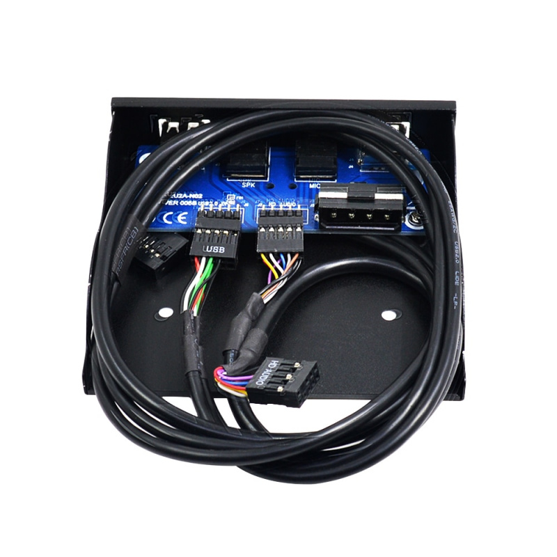 CHIPAL 20 針 4 端口 USB 2.0 集線器 PC 前面板支架高清音頻 3.5 毫米耳機 MIC 連接器適用於台式機 3.5  軟盤托架