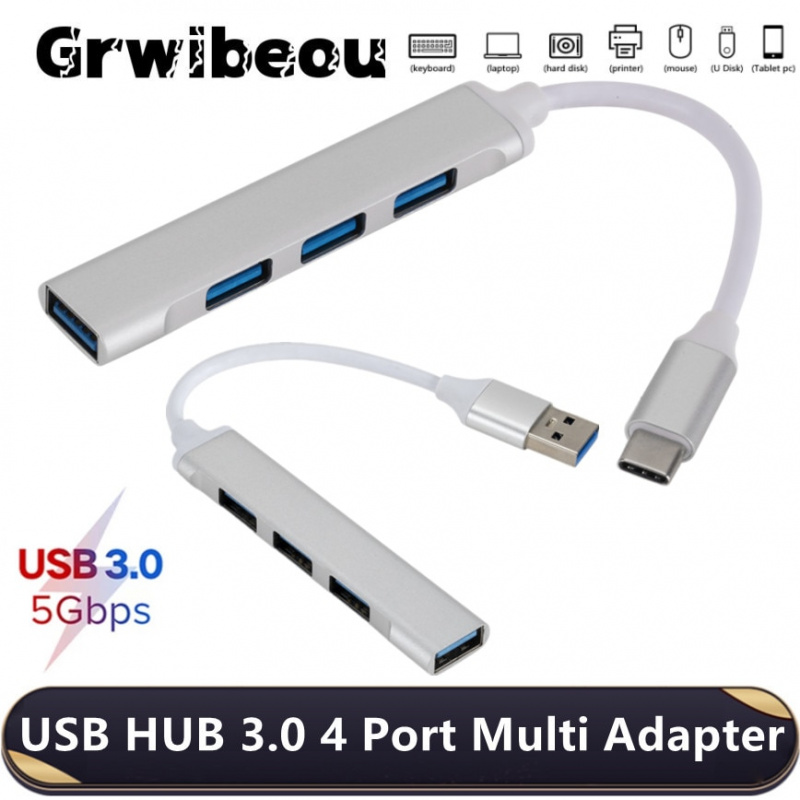 Grwibeou USB 集線器 Type C 3.0 4 端口多分路器適配器適用於聯想華為小米 Macbook Pro 15 Air Pro 配件 USB-C 集線器