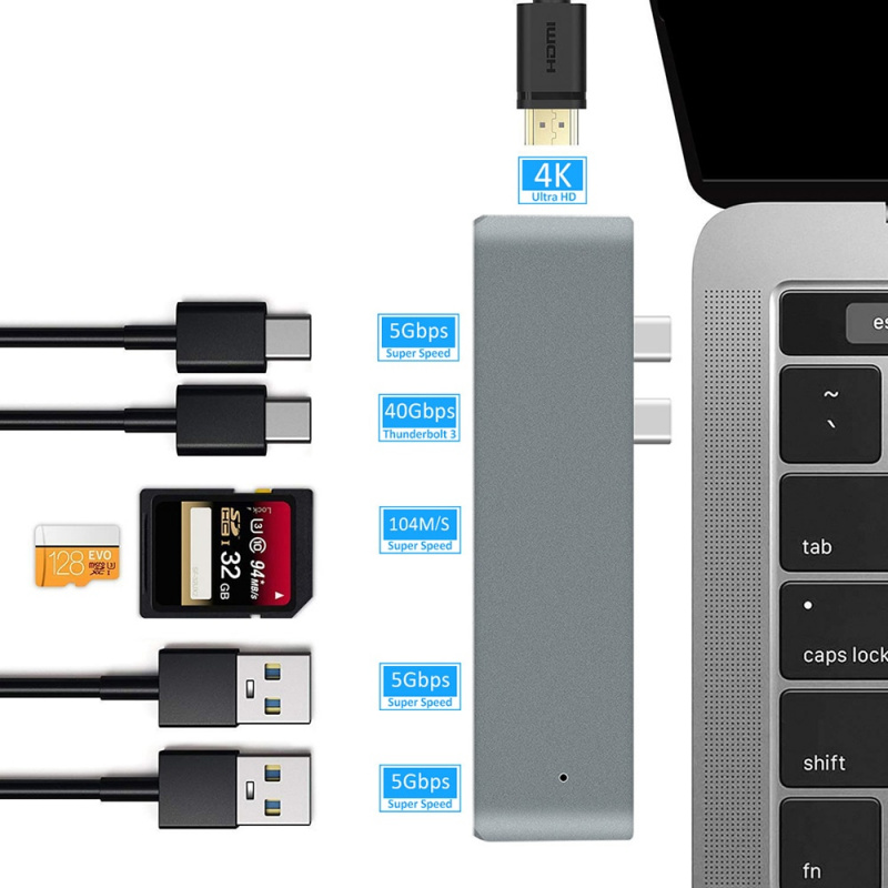 USB 3.1 Type-C Hub To HDMI Adapter 4K Thunderbolt 3 USB C Hub TF SD Card Reader Slot PD for MacBook Pro 16 14 Air 13 M1 Chip