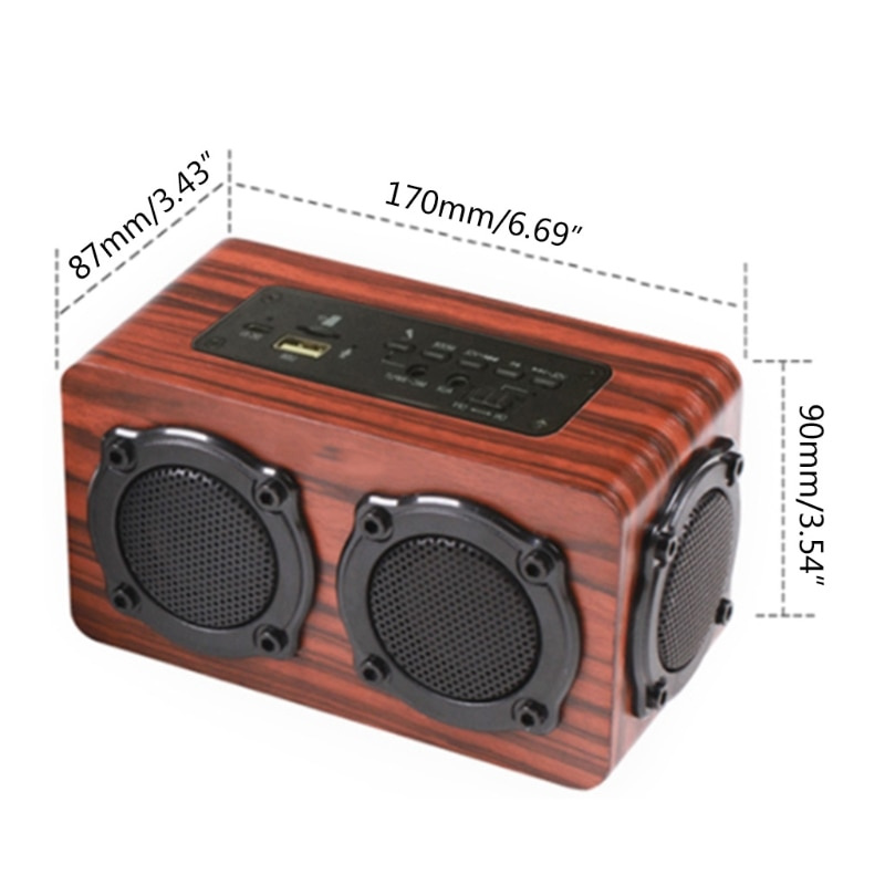 2022 新款便攜式 FM 藍牙揚聲器音響系統低音炮派對帶木盒