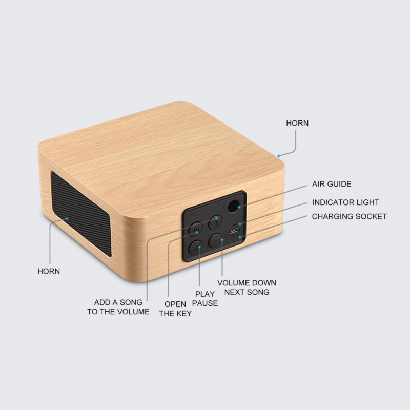 Q1A Mini Wood Bluetooth Wireless Speaker Music Player for Phone Computer Pad
