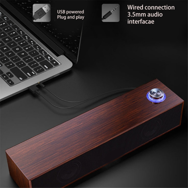 便攜式有線藍牙 5.0 揚聲器長木高清音頻低音炮音樂環繞揚聲器 USB 供電戶外