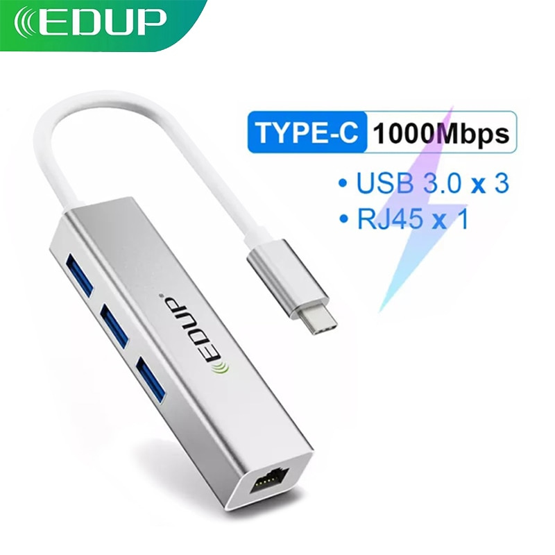 EDUP USB Type C HUB USB 3.0 to RJ45 Adapter Thunderbolt 3 Dock for PC Laptop Computer Ethernet Accessories USBC 3.1 Splitter