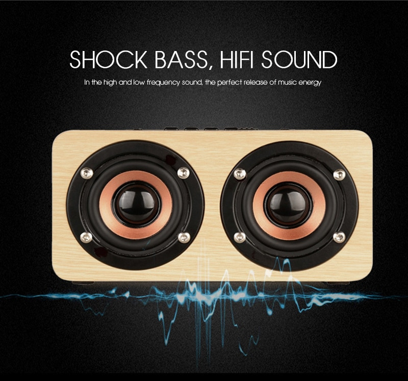 木質無線藍牙音箱便攜式 HiFi Shock Bass Altavoz TF Caixa De Som Soundbar 適用於 IPhone Sumsung 小米 Berserk