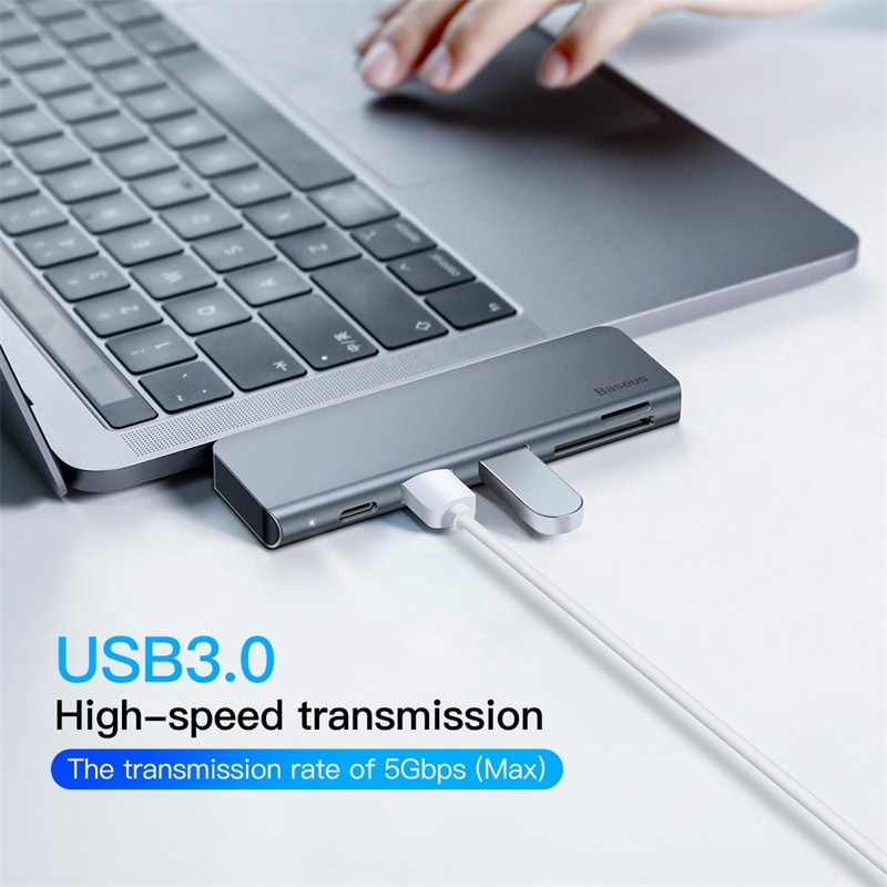 Baseus USB C HUB to Multi USB 3.0 USB HUB for MacBook Air 2016 TF SD Card Reader PD 60W Fast Charge Type-C USB HUB Adapter