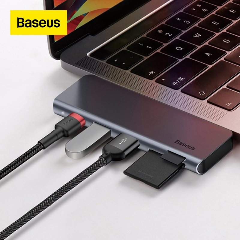 Baseus USB C HUB to Multi USB 3.0 USB HUB for MacBook Air 2016 TF SD Card Reader PD 60W Fast Charge Type-C USB HUB Adapter