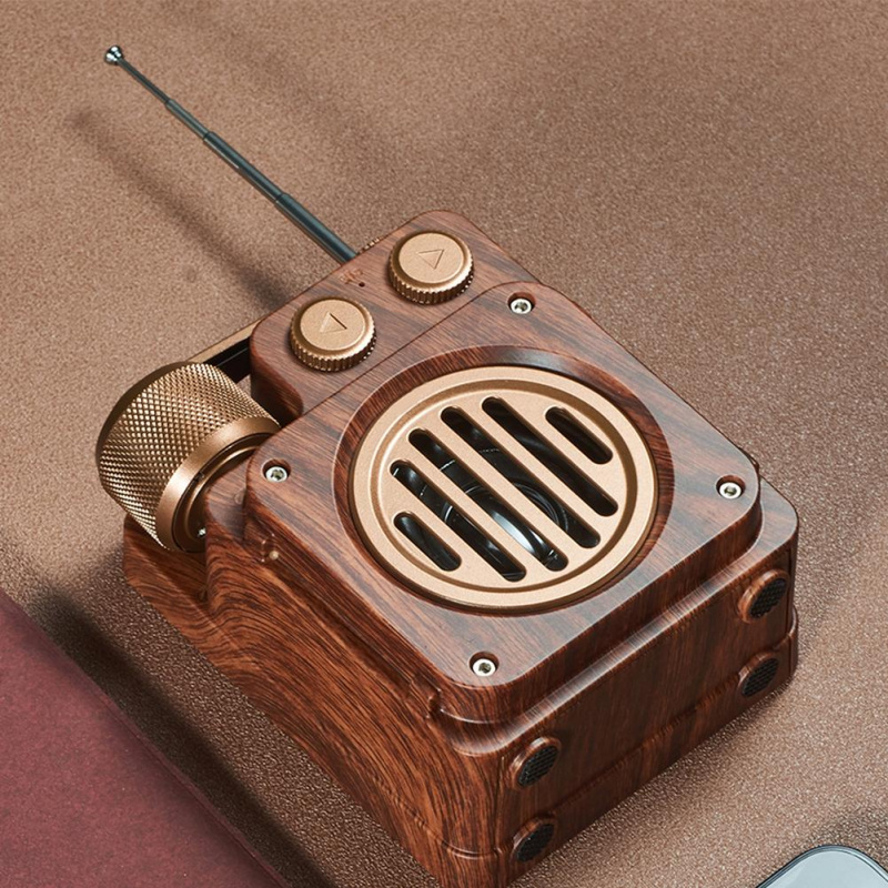美式複古藍牙音箱重低音戶外便攜無線重低音FM收音機內置麥克風caixa de som