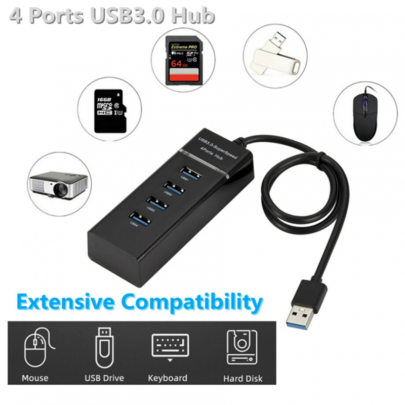 PzzPss USB 3.0 HUB Multi USB Splitter Expander Multiple USB 3.0 HUB On   Off Switches Ac Adapter Cable Split