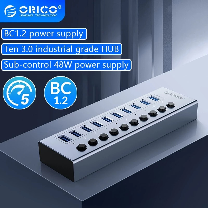 ORICO Industrial USB Hub 7 10 13 Port Aluminum USB 3.0 Splitter Dock Station for Pc Accessories USB Adapte