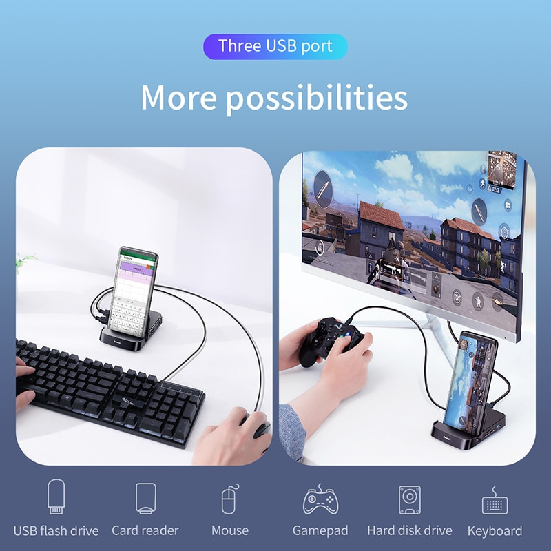Baseus USB C HUB Dock Station USB 3.0 for Samsung S20 Note 20 HDMI-compatible Card Reader Type C USB Splitter for Huawei P40