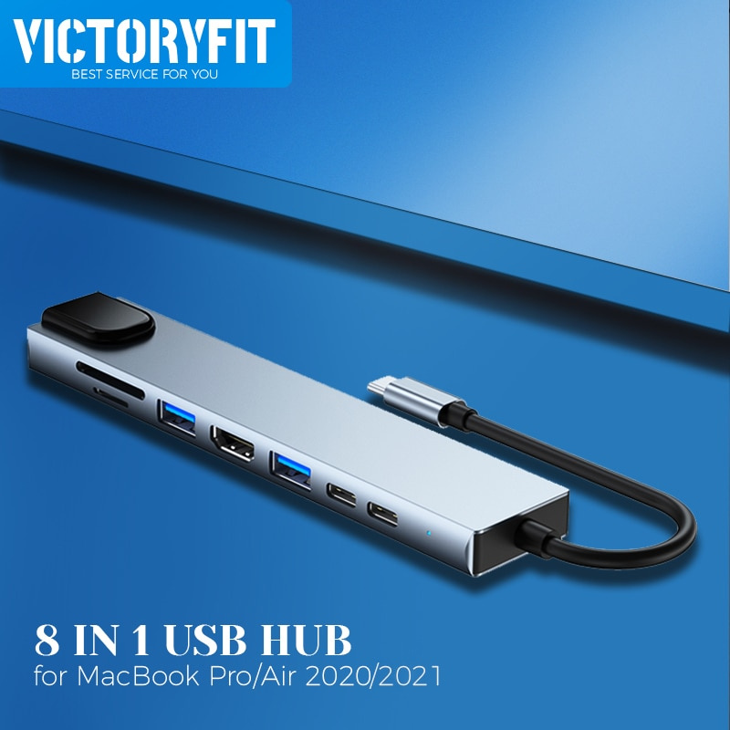 8 IN 1 USB C HUB Type C to 100M RJ45 HDMI-Compatbile Adapter PD Charge USB 3.0 2.0 HUB Splitter TF SD Car