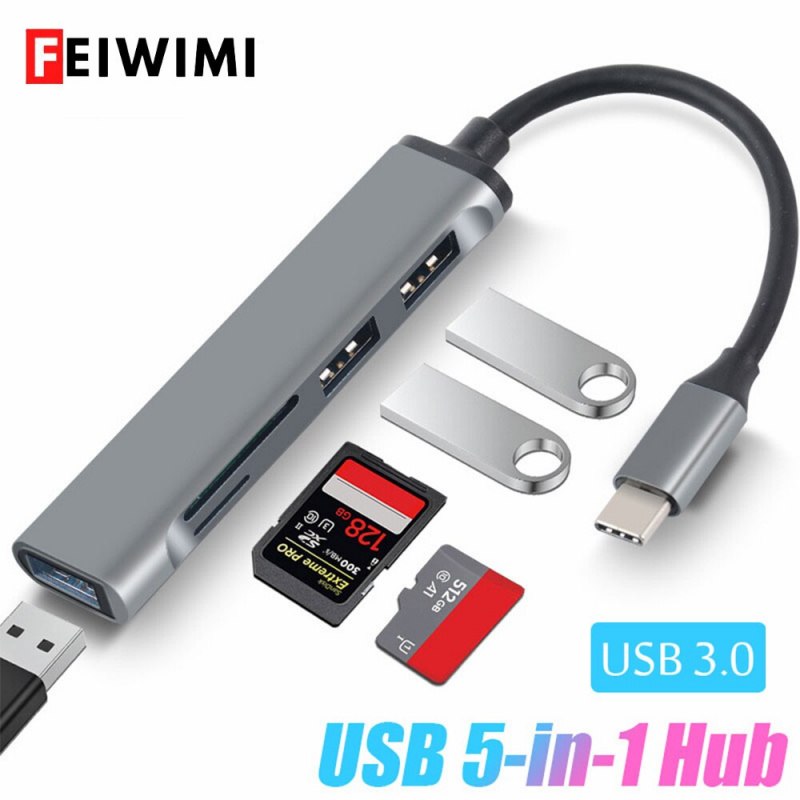 5 合 1 USB C HUB 3.0 C 型多 USB 分離器適配器帶 TF SD 讀卡器插槽適用於 Macbook Pro 13 15 Air Pro PC 配件