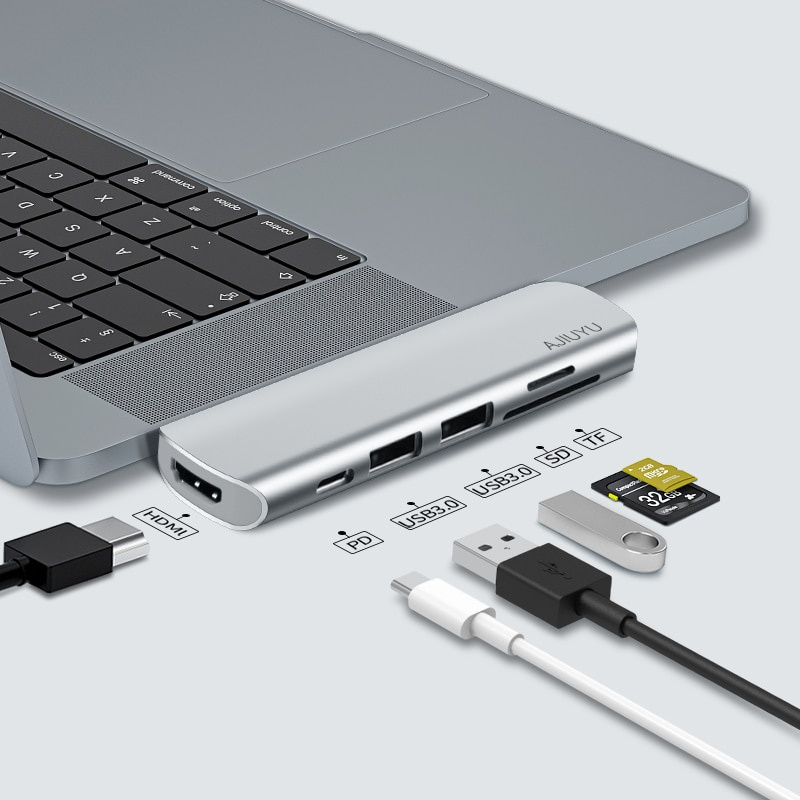 AJIUYU USB C HUB 適用於三星 Galaxy Tab S7 11  S7 Plus FE 12.4  平板電腦 Type C 3.1 集線器轉 HDMI USB3.0 PD 端口 USB-C 基座適配器
