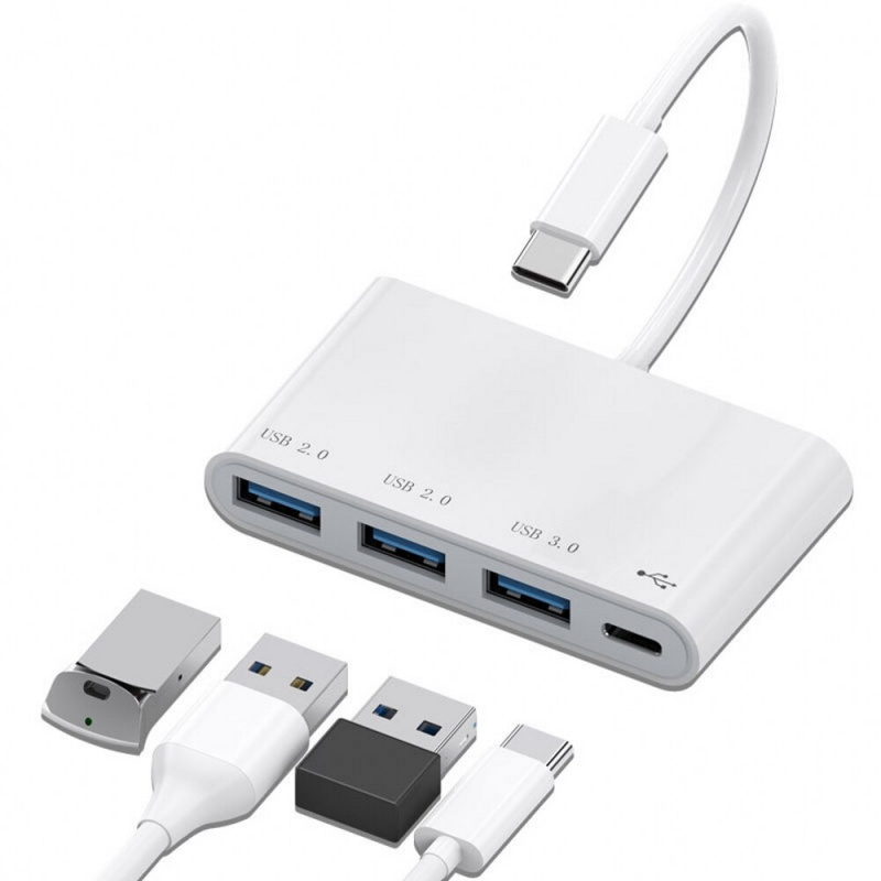 4 合 1 Type-C OTG 適配器 USB 集線器適用於 Macbook 電纜延長器筆記本電腦電纜分線器迷你 USB 3.0 2.0 集線器 HAB 易於攜帶