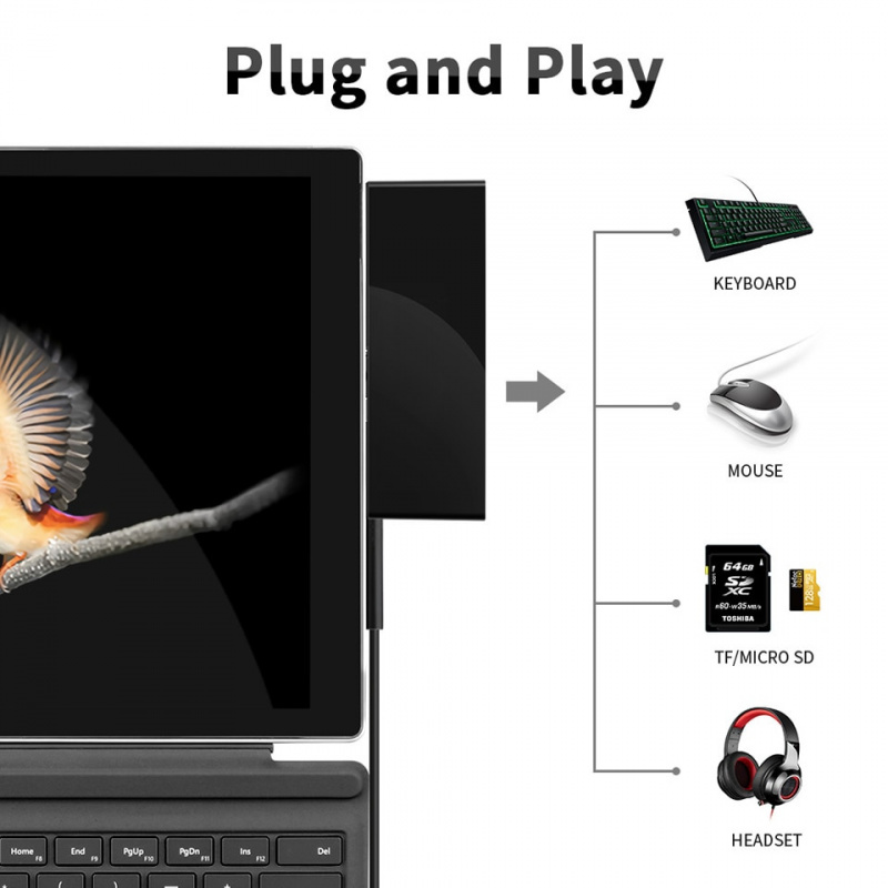 USB C HUB for Microsoft Surface Go Go2 Go3 USB 3.0 to HDMI RJ45 3.5mm Audio Adapter Dock Multi USB Hub Ethernet USB3.0 Splitte