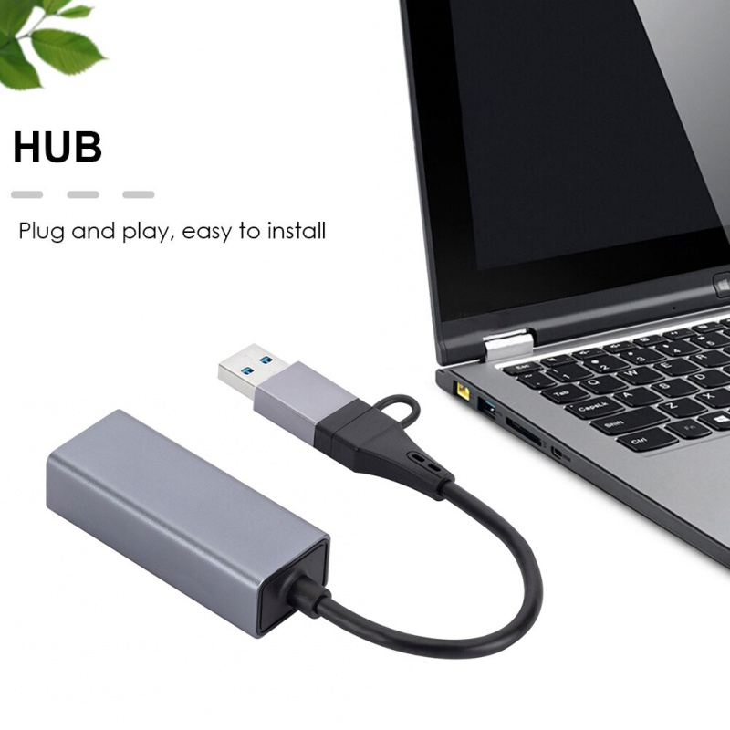 USB C 以太網 RJ45 Lan 集線器適配器鋁合金支持 10 100 1000Mbps 網絡網卡 USB 適用於 Macbook Windows