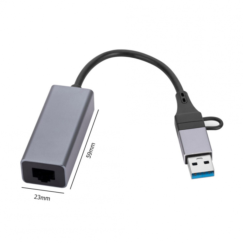 USB C 以太網 RJ45 Lan 集線器適配器鋁合金支持 10 100 1000Mbps 網絡網卡 USB 適用於 Macbook Windows