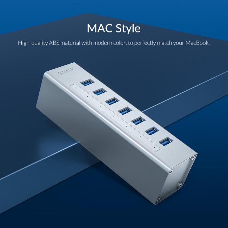 ORICO 鋁製 4 7 10 端口 USB 3.0 HUB 高速帶 12V 電源適配器支持 BC1.2 筆記本電腦充電分配器