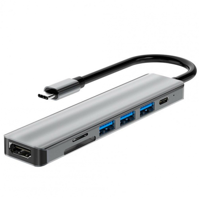 USB C 集線器耐用 TF SD 卡鋁合金外殼 4K 30Hz 清晰圖像 HDMI 兼容 Type-C 計算機擴展塢