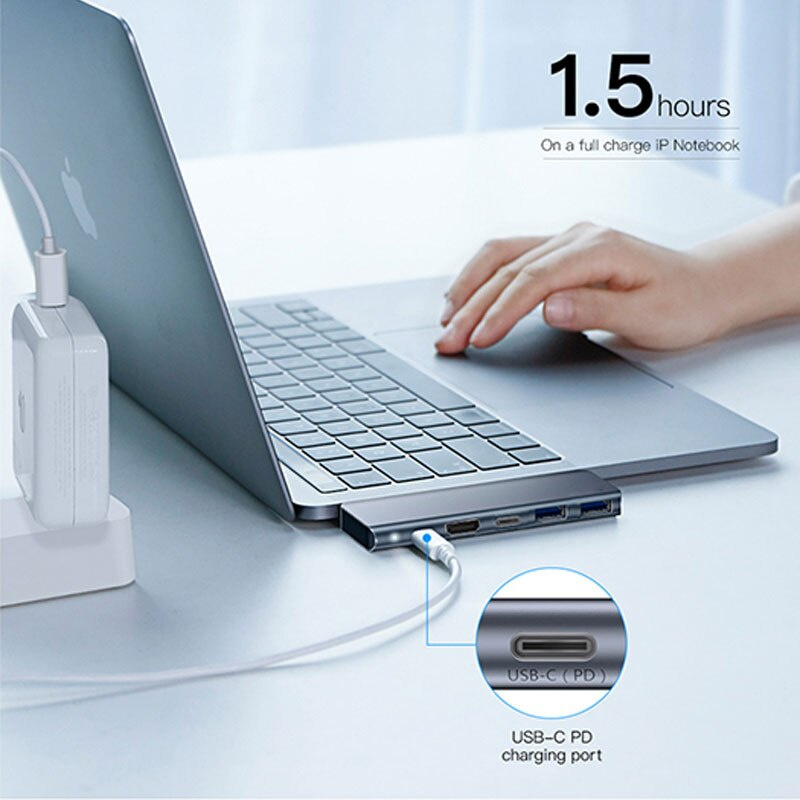 USB C 型 3.0 集線器分配器帶 HDMI 4K 30Hz PD 快速充電高速數據傳輸 2 端口 USB3.0 適用於 PC 筆記本電腦 Macbook
