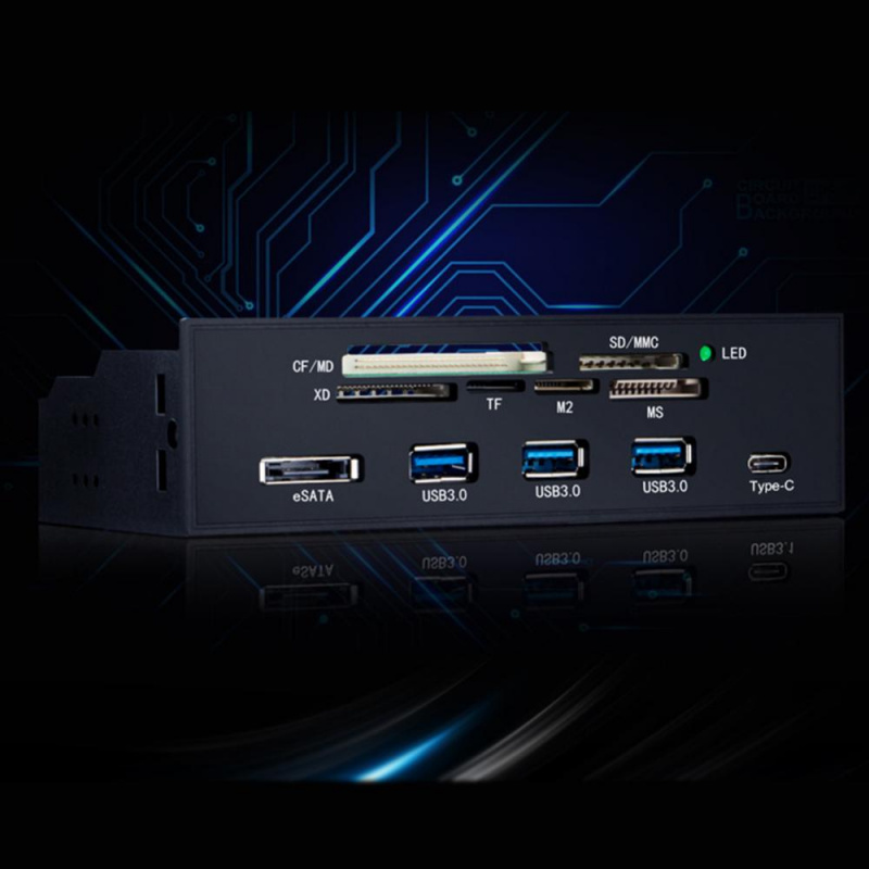 多端口 PC 前面板內置 USB3.0 3.1 eSATA 支持 Type-C SD CF TF SDHC MMC SDXC MD 卡讀卡器 Hub 用於計算機