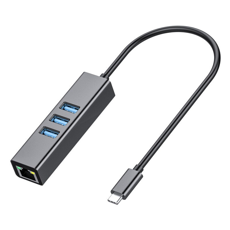 USB3.0轉千兆RJ45以太網卡type-C網線轉換器USB集線器四合一