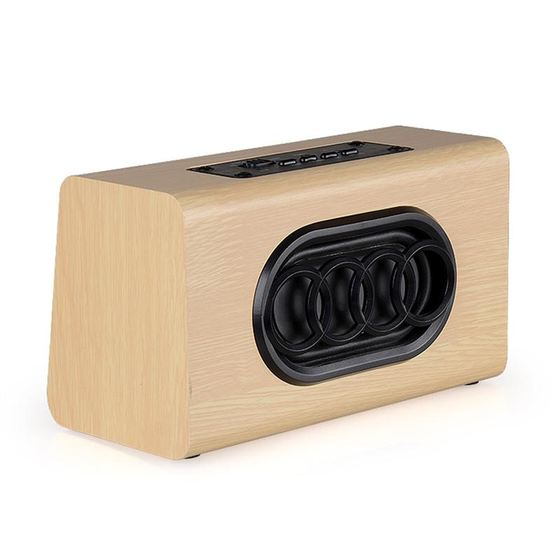創意便攜木質家庭影院無線藍牙音箱電視播放木質音箱條形音箱支持TF卡輔助 Aux