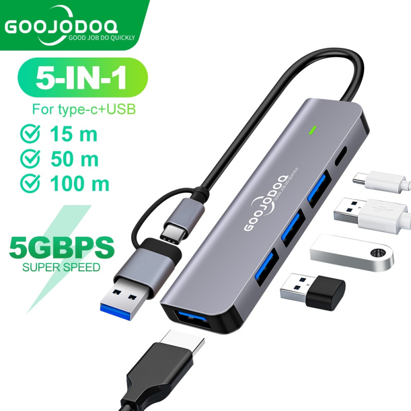 2-in-1 5Port USB 3.1 Type-C High Speed USB C Hub with Hub 3.0 2.0 5Gbps TF SD Reader Slot PD for MacBook Pro Air USB C Splitter