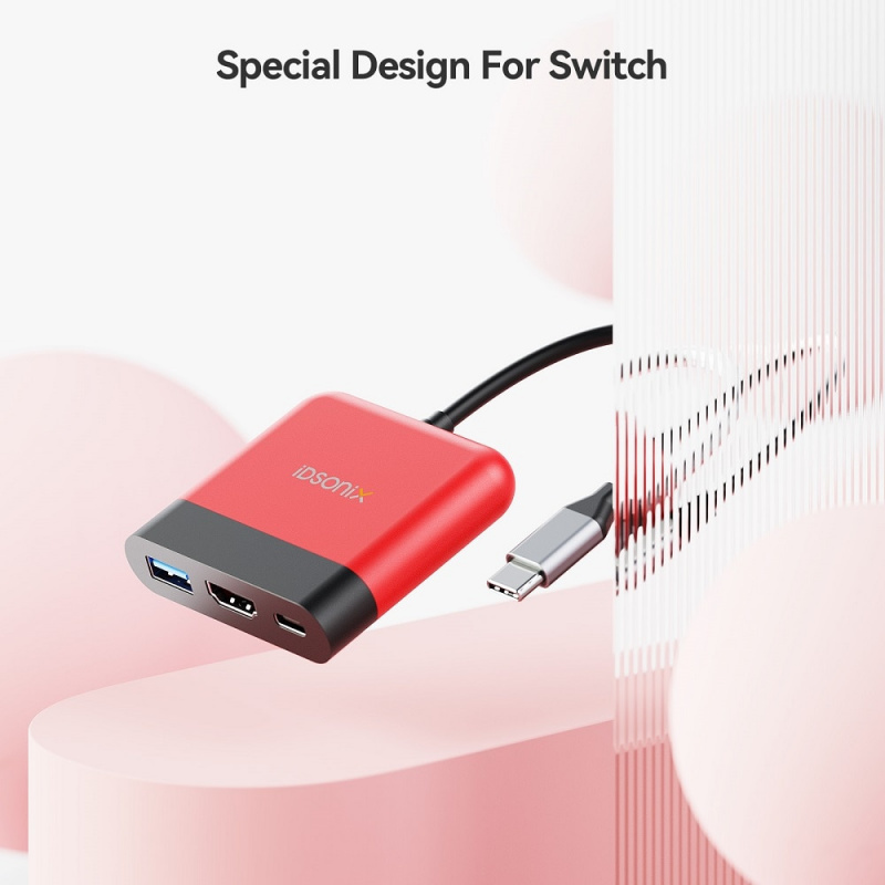 iDsonix USB 集線器 3.0 多 USB HDMI 適配器集線器底座 USB C HDMI 集線器電纜適用於 Switch Type C 至 HDMI TV Dock Adapter for Switch
