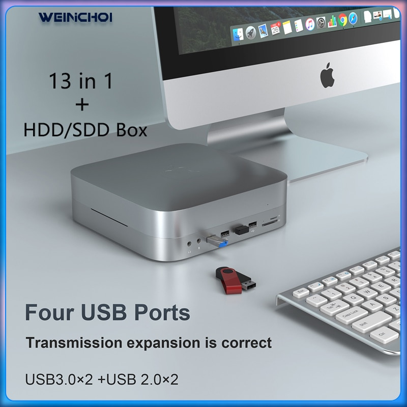USB C HDD SSD 外殼擴展塢集線器轉 HDMI VGA 兼容 TF SD 卡兼容 Mac 迷你筆記本電腦 Macbook Air