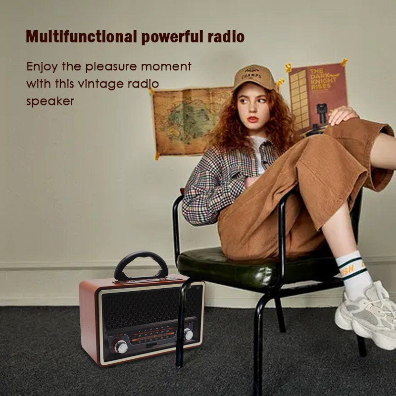 MEIER Retro 便攜式 AM FM SW 3 波段木製半導體老式收音機電池供電多功能藍牙音樂揚聲器 TF
