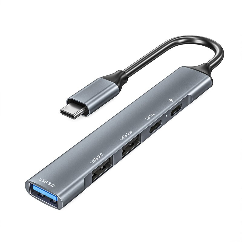 USB Hub 3.0, 5 合 1 Type C 擴展塢，帶 65W PD 充電和鋁合金機身，適用於 Windows、Mac、Linux