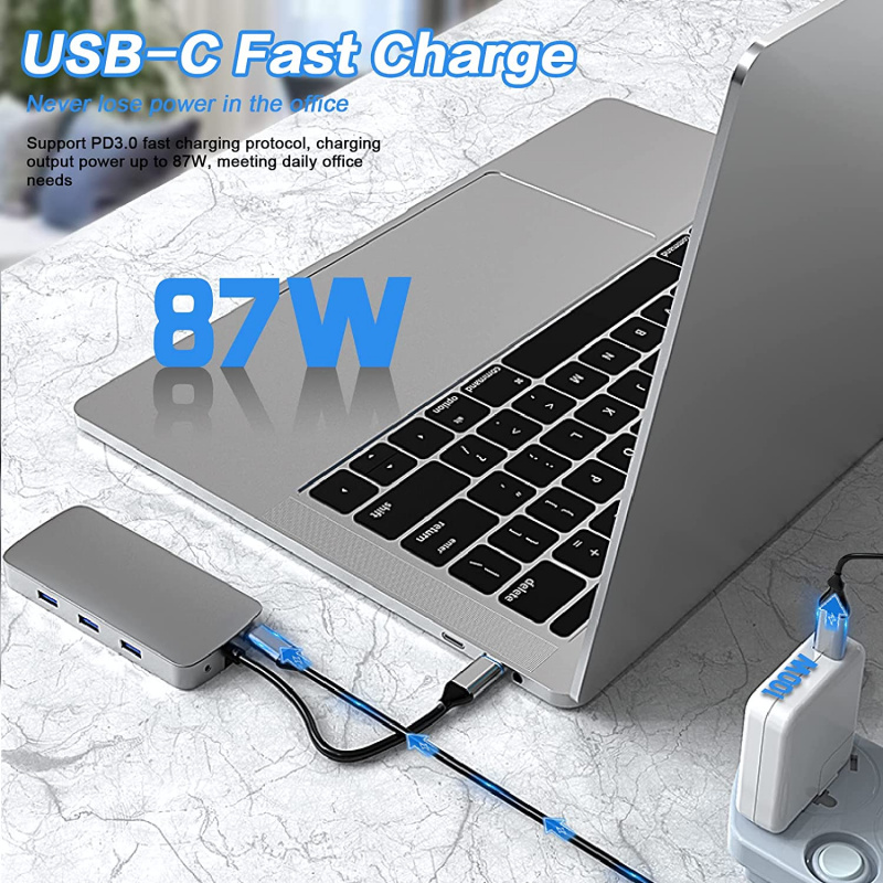 USB C 集線器適配器 10 合 1 USB C 擴展塢，帶 4K HDMI VGA RJ45 以太網 Type C PD 3.5 毫米 SD TF 適用於 MacBook Pro Air USB 集線器