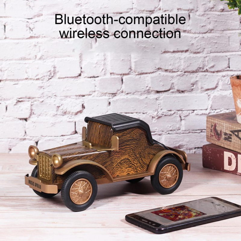 A9藍牙兼容音箱木紋復古創意車載無線音箱手機支架家用