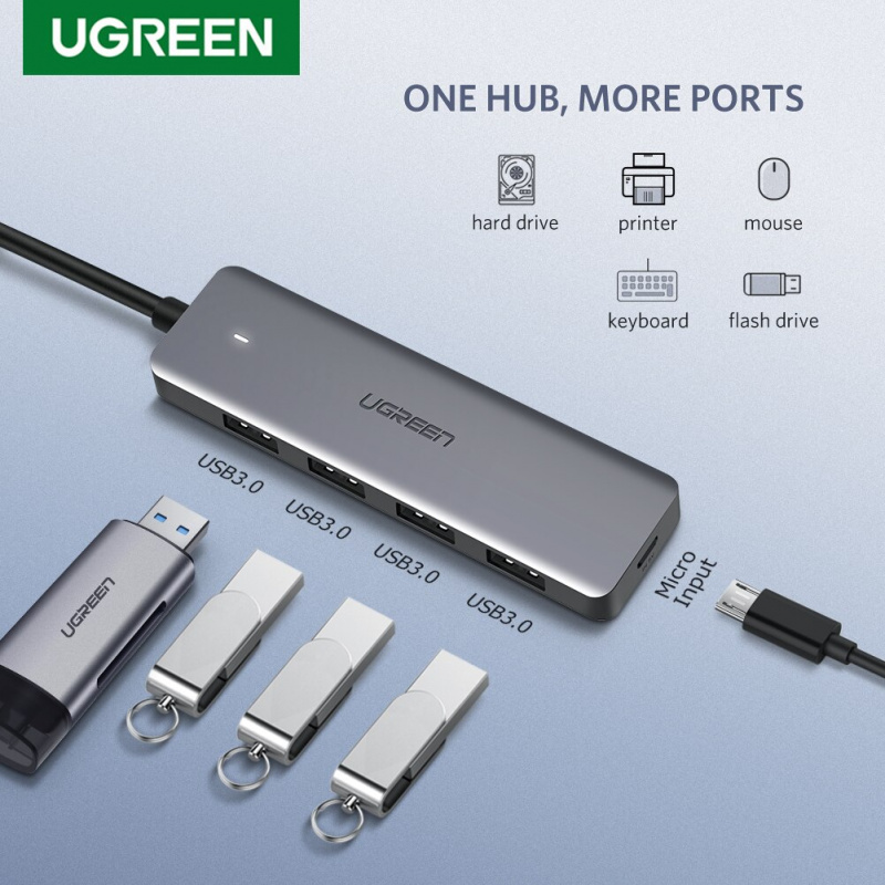 Ugreen Multi USB 3.0 HUB USB Splitter USB 3.0 4 Ports with Micro Charging USB HUB for MacBook Surface Pro Computer Accessories