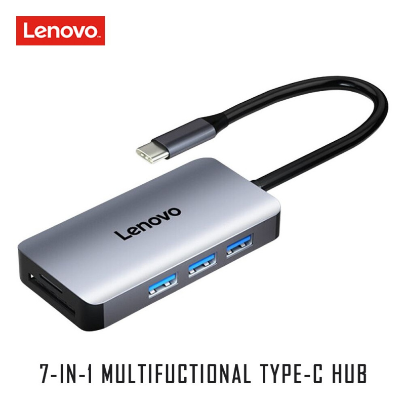 聯想 7 合 1 USB C 集線器 4K HDMI 適配器 USB C 到 USB 3.0 PD 充電底座 SD TF 卡插槽 Type-C 集線器分離器適用於 MacBook Pro