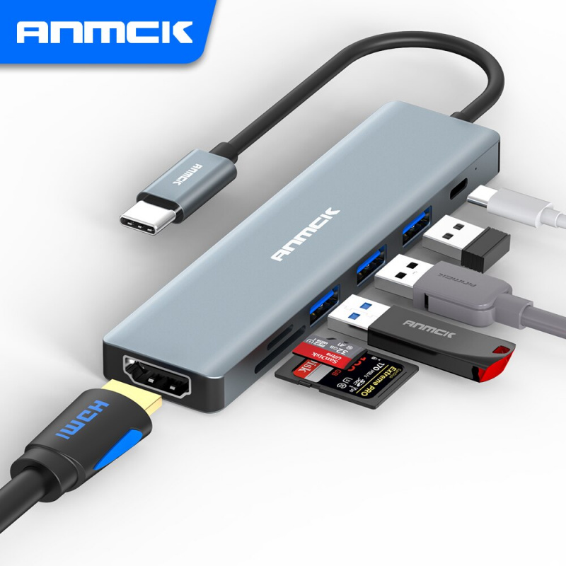 Anmck USB c 集線器 TypeC 到多 USB 3.0 集線器 HDMI 兼容適配器擴展塢適用於 MacBook Pro Air 3.1 分路器 Type C 集線器