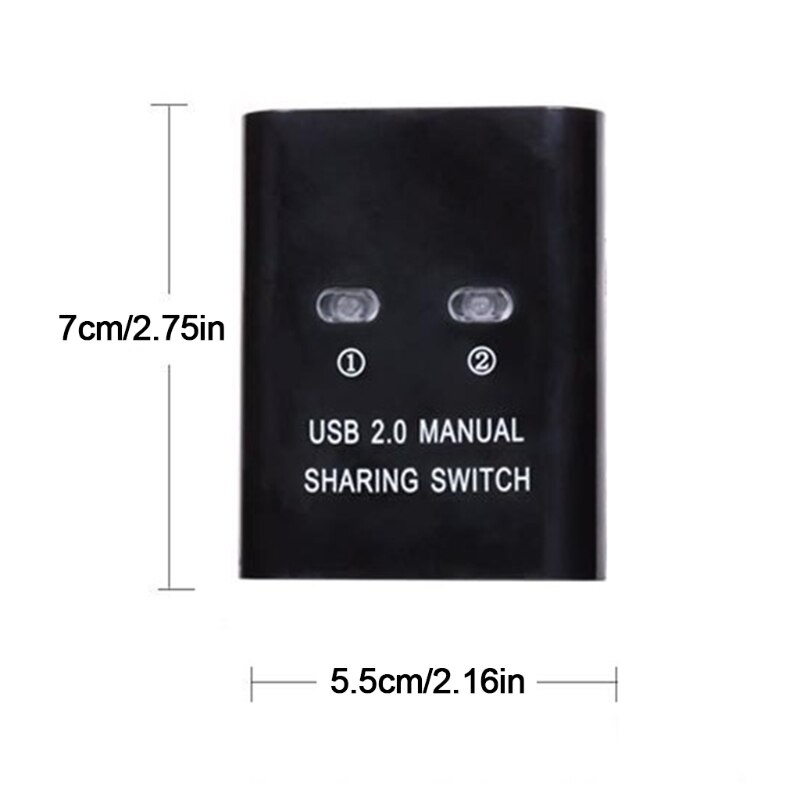 USB 2.0 共享開關，用於一鍵切換 USB 設備或集線器 兩台計算機打印機共享 USB 分離器
