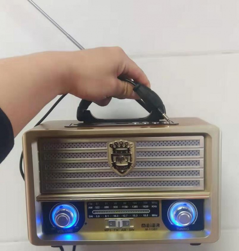 木質復古大功率無線藍牙音箱氛圍燈FM收音機TF SD卡USB AUX戶外音響低音炮